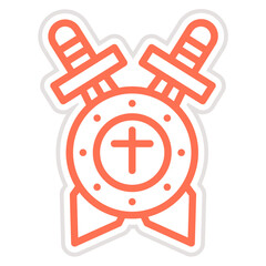 Obraz premium Shield with sword Vector Icon Design Illustration