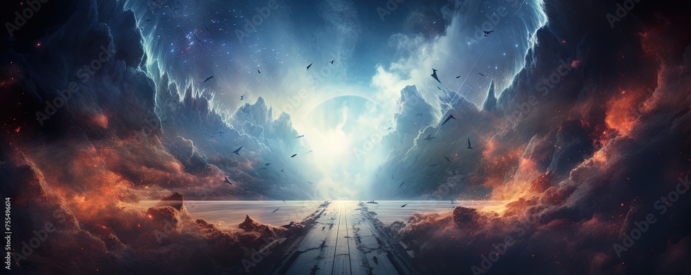 Aufkleber abstract gate into another dimension. glowing portal into space. nebula explosion into the heavens