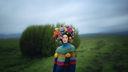  Creative portrait of a woman with flowers
