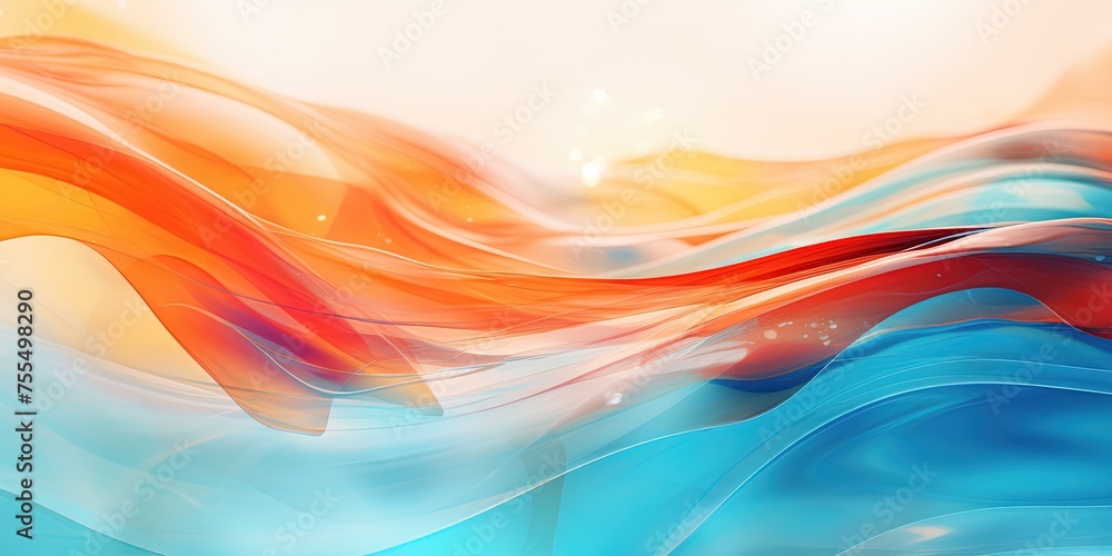 Poster Close-up of vivid abstract wave patterns with a bokeh effect conveying fluidity and movement