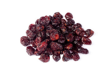 Dried cranberries fruit isolated on white background
