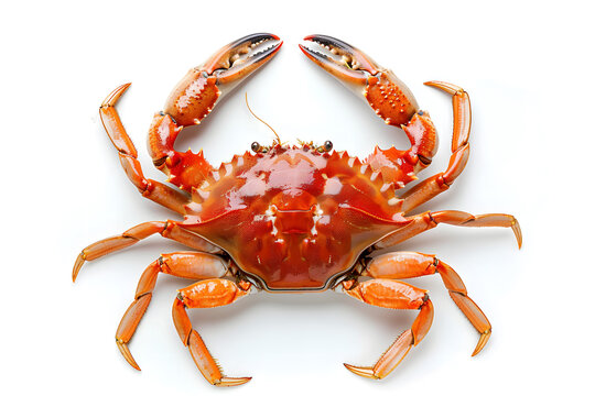 Crab, top view on white background