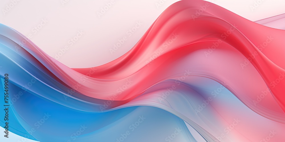 Poster elegant digital art piece featuring a flowing abstract form with blue to red gradient on a subtle pi