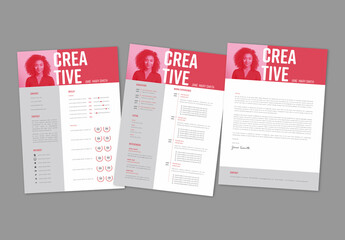 Minimal Resume and Cover Letter with Red Accents