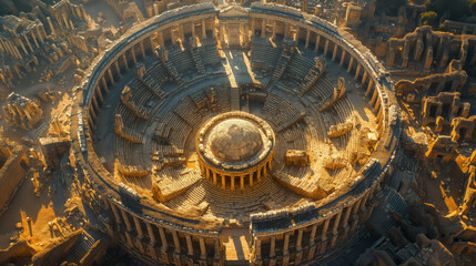 Antique Roman Empire coliseum, historical illustration