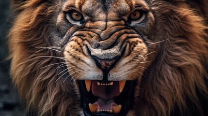 close up photo angry lion background