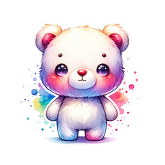 Cute watercolor teddy bear isolated on a transparent background