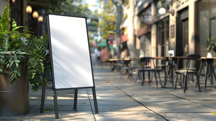 Blank shandwich whiteboard for advertising product, standing billboard. outdoor. front view. copy space, mockup product.
