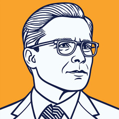portrait of a modern businessman, vector illustration line art
