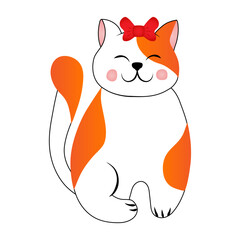 Cute red spotted cat isolated on white background. Vector illustration for children.