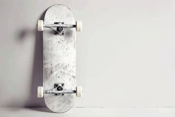 Foto op Canvas a skateboard leaning against a wall © Alex
