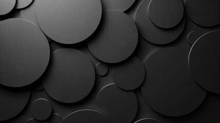 Elegant 3D black shapes on dark background for modern design