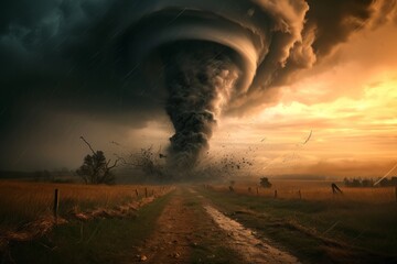 Tornado in a field