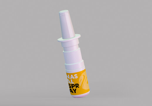 Isolated Floating Nasal Spray Mockup
