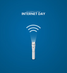 International Internet day, Touch Light effect WIFI signal icon, Creative Internet day design for social media banner, poster, 3D Illustration