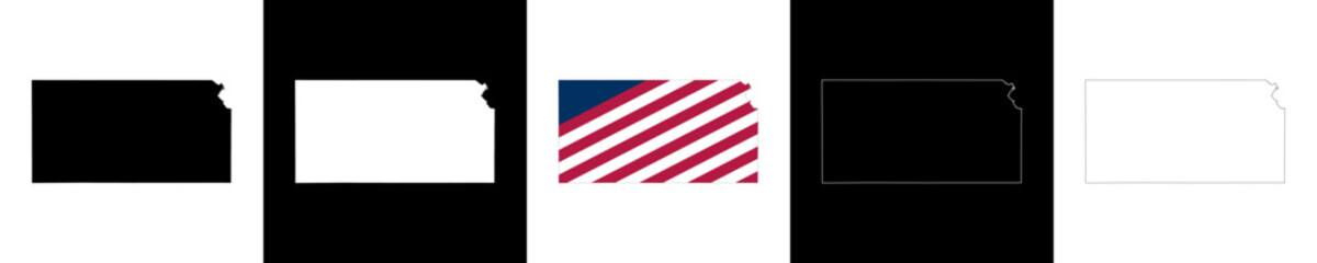 Kansas state outline map set