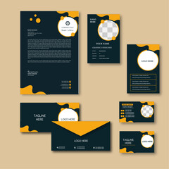 Corporate  business stationary or office identity set, modern corporate identity template, with digital elements. Vector company style for brand book and guideline
