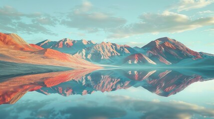 Reflection of the vinicunca mountain topology cross section HUD fui, visual key scifi futuristic element. - obrazy, fototapety, plakaty
