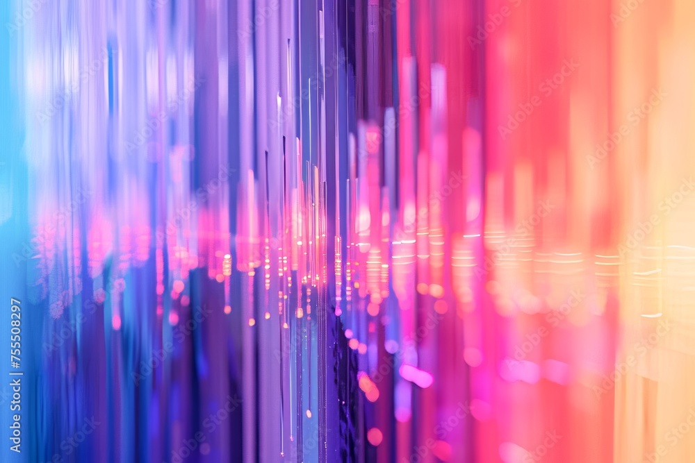 Poster abstract reflection of vibrant light patterns on water surface in a dark setting