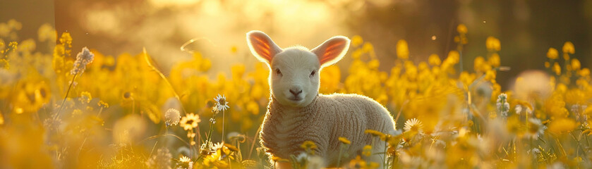Easter lamb in a spring meadow