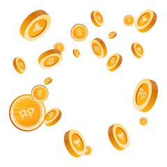 Realistic gold coin explosion or splash on white background. Rain of golden coins. Falling money. Bingo jackpot or casino poker or win element. Cash treasure success concept. Vector 3d illustration