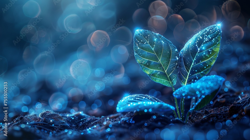 Aufkleber an abstract illustration of seedling tree leaves and dna genome engineering vitamins isolated on dar