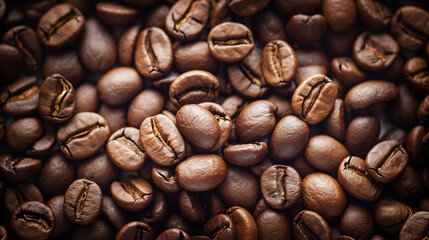Obraz premium Coffee beans background. Top view