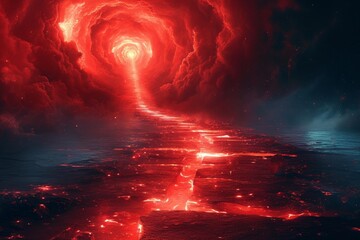 Mysterious Red Glowing Pathway