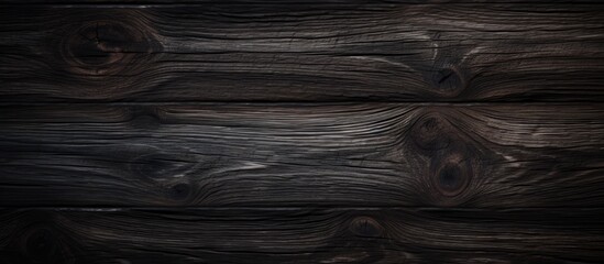 A dark wood background is overlaid with a solid black color, creating a stark contrast between the rich wood grain and the deep black hue. - obrazy, fototapety, plakaty