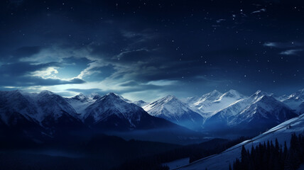 beautiful night sky with the mountains