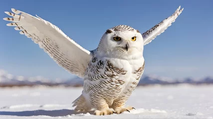 Rolgordijnen snowy owl in winter © VISHNU