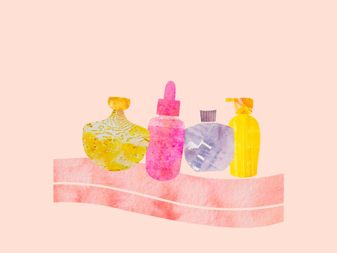 Illustration skin care beauty cosmetics products