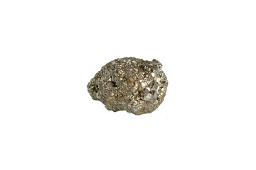 pyrite mineral stone macro on white background