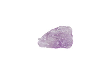 Amethyst mineral stone macro on white background
