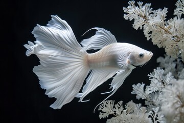 Close-up of a white goldfish