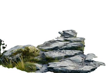 Against a white background, a mountain path is isolated