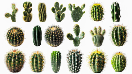 cactus collection isolated on white background.