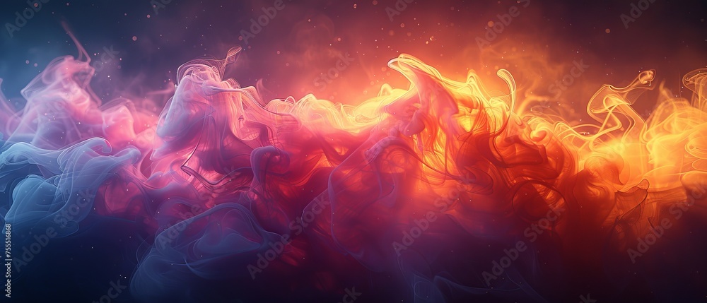 Poster Mesmerizing 3D rendered textures emerge from the depths of a dark background to create a colourful chromatic illusion