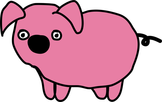a vector image of a pig with a pink color 