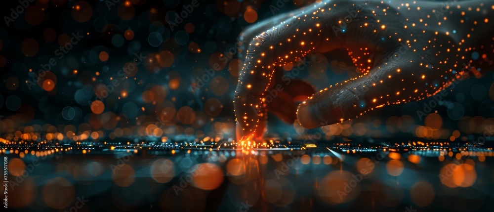 Aufkleber Digital chatbot for providing access to data and information via online networks, robot applications and global connections, AI, artificial intelligence, and technology.