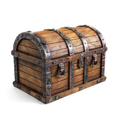 Closed Pirate Treasure Chest cutout PNG. wooden antique box isolated on transparent background.