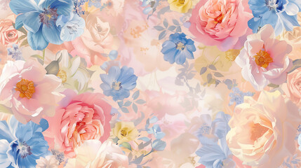 Fototapeta na wymiar Pastel Floral Watercolor Wallpaper