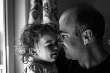 In the family, father and daughter are playing together.