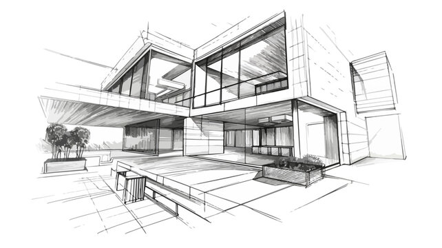 Büro Gebäude Sketch Zeichnung Architektur