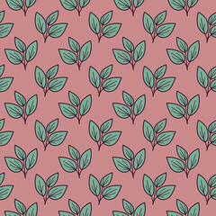 Hand drawn floral pattern vector design. Simple ornament with plant and leaf.