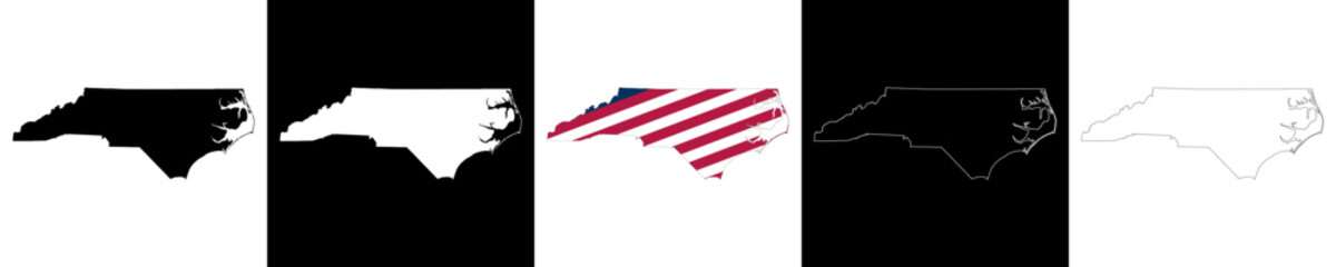 North Carolina state outline map set - 755518623