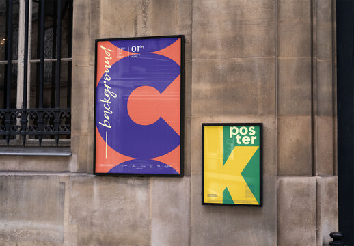 Mockup of two customizable vertical signs
