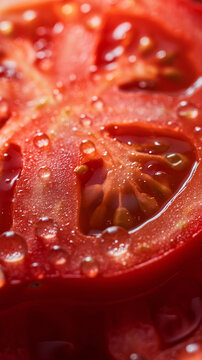 Imagen de cerca de una rodaja de tomate fresco 