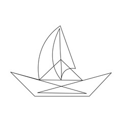 Sailboat  continuous one line drawing outline vector illustration

