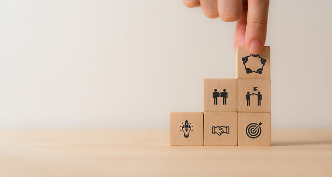 Business collaboration strategies. business ecosystems and partnerships concept.  The value of network and solution of creating new opportunities. Task relations, collaboration, team building